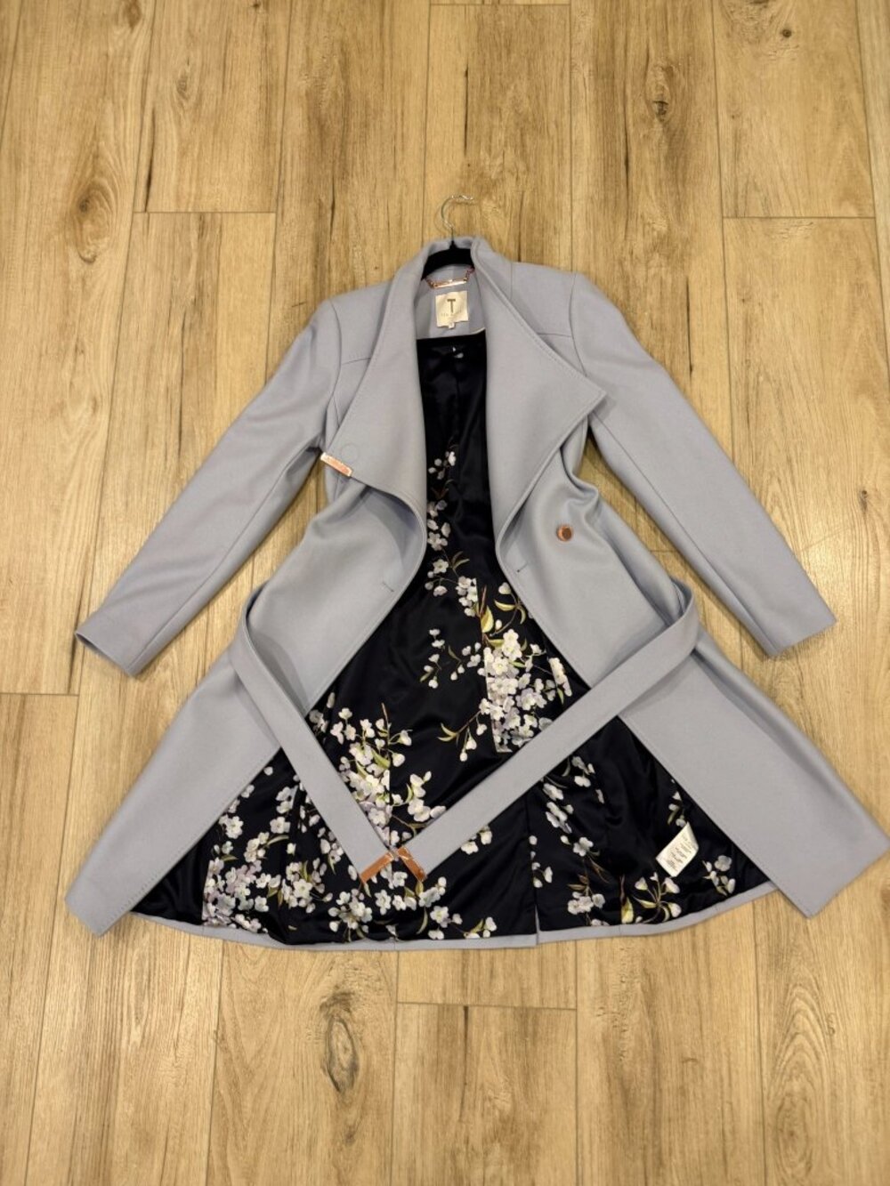 Ted Baker Sandra Wool Cashmere Belted Wrap Coat – Light Blue – Size 2